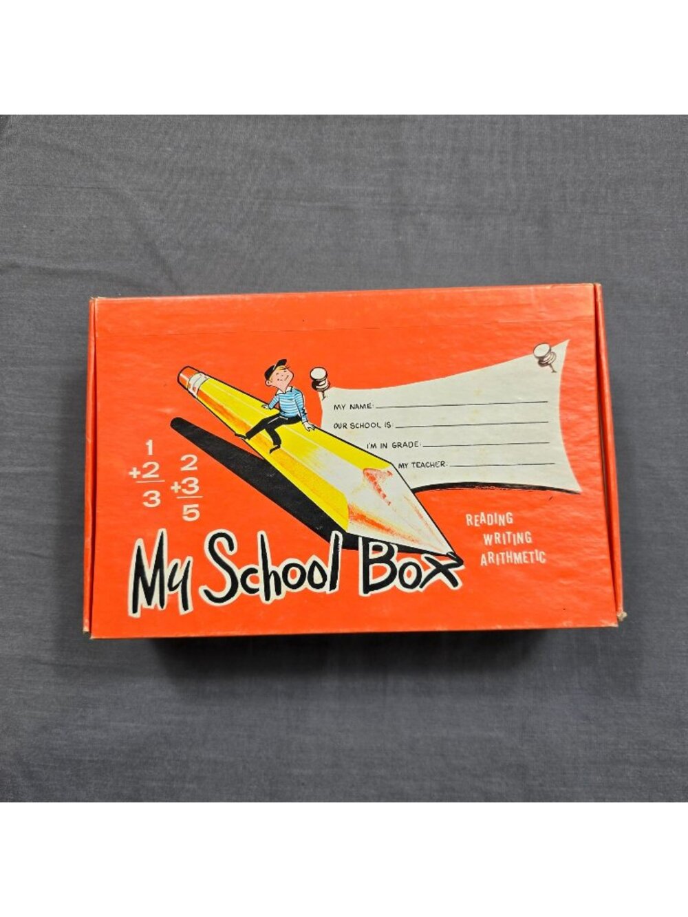 Vintage My School Box Patriotic Pledge of Allegiance Orange Storage